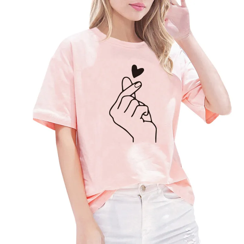 Women's Harajuku love feminina Than heart ulzzang graphic t shirts