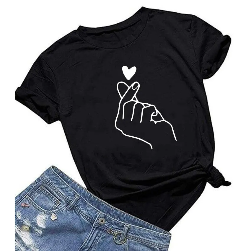 Women's Harajuku love feminina Than heart ulzzang graphic t shirts