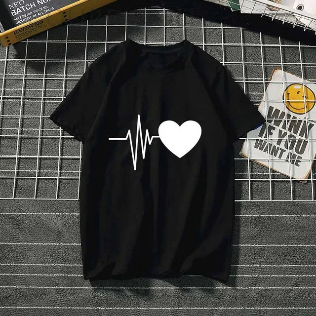 Women's Harajuku love feminina Than heart ulzzang graphic t shirts